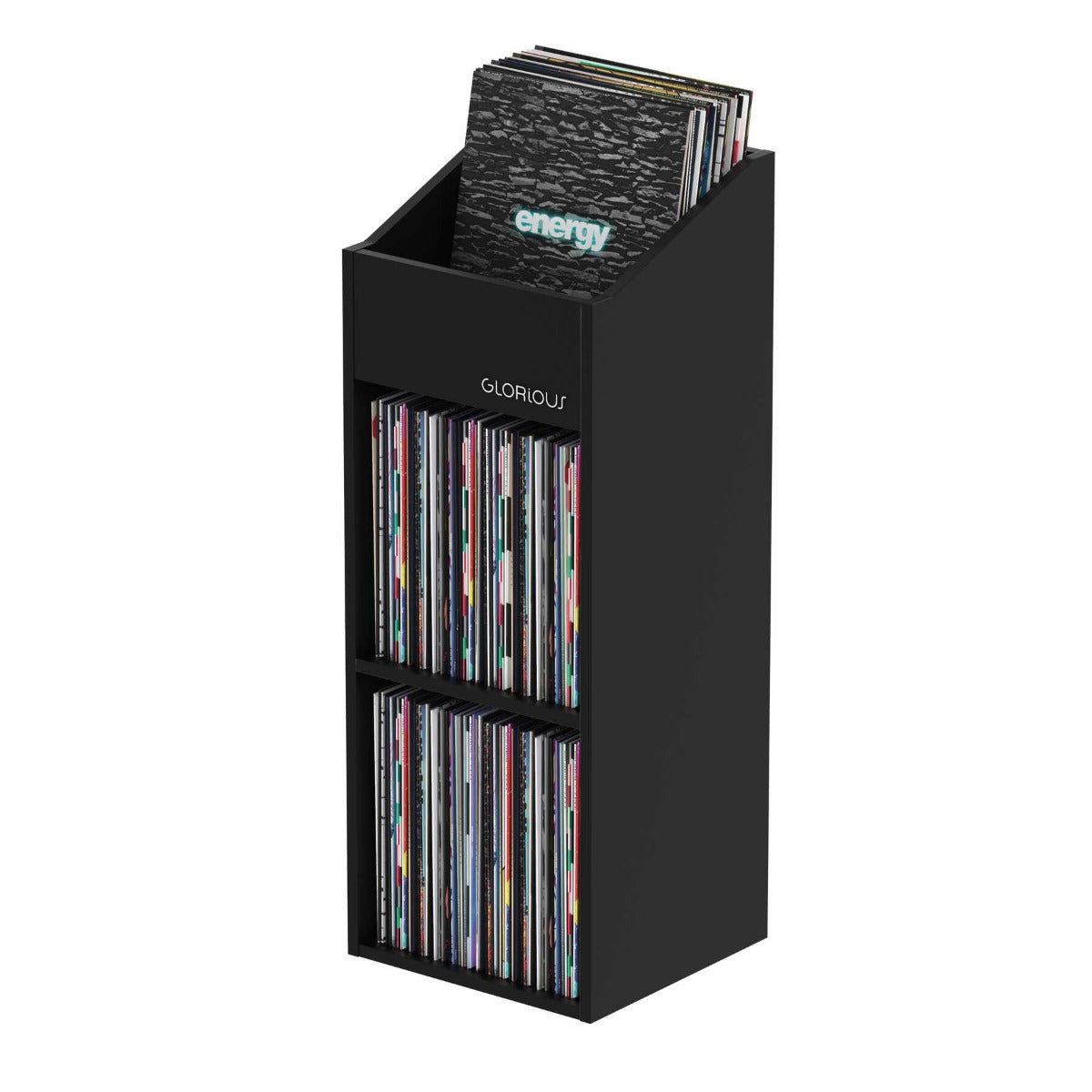 Black Glorious 2-Piece Vinyl Storage set with clear vinyl compartments and sturdy handles for organized storage.