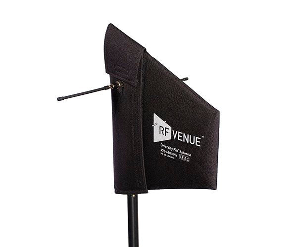 RF Venue DFIN cover for polarization diversity antenna, protective case with durable material, shown on the antenna.