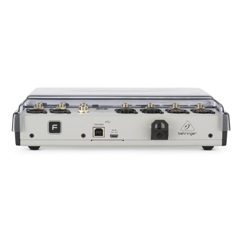 Decksaver cover for Behringer Flow 8 pro audio mixer, transparent protective case, designed for safe storage and transport.
