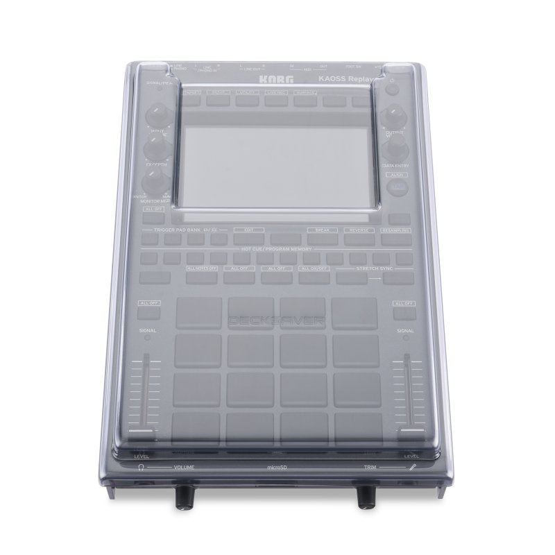 Decksaver cover for Korg KAOSS Replay groovebox, showing a durable black plastic protective case with precise cutouts.