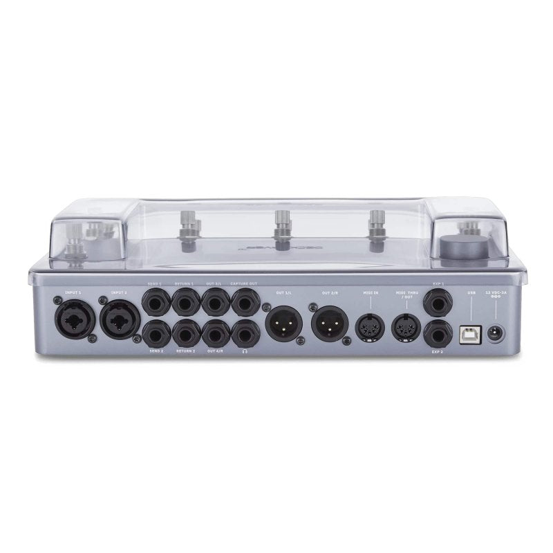 Decksaver effect pedal cover for Quad Cortex, clear protective case with precise fit, designed to shield the device from dust and impacts.