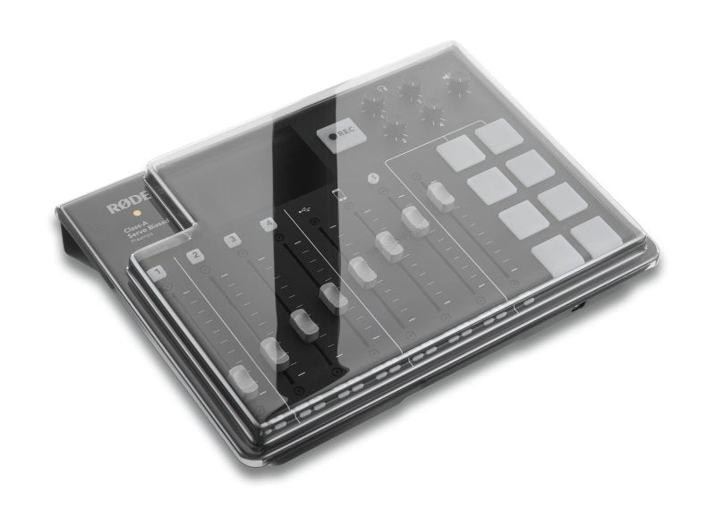 Decksaver Rode Rodecaster Pro cover for producer controller, made of durable plastic to protect audio equipment.