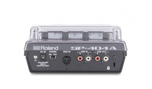 Decksaver Roland SP-404 groovebox cover protecting the device, made of durable plastic with precise fit and secure snap-on design.