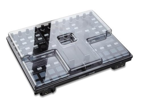 Decksaver smoked and clear cover fitting Novation Twitch DJ controller, protecting and safeguarding the device from dust and damage.