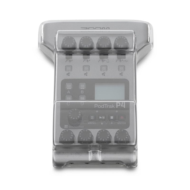 Decksaver cover for Zoom Podtrak P4 podcast recorder, protective producer controller cover showing clear, fitted design.
