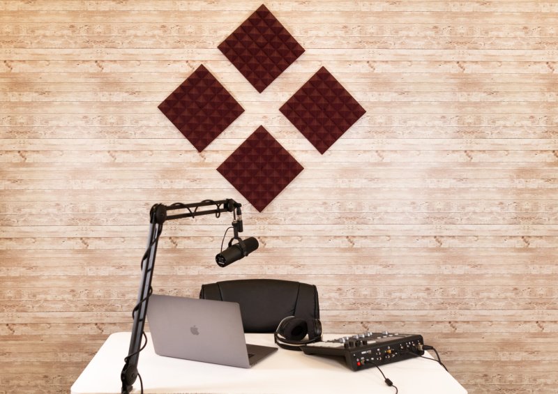 Gator GFW-ACPNL1212PBDY-2PK 2 Pack of Burgundy 12" x 12" Acoustic Pyramid Panel