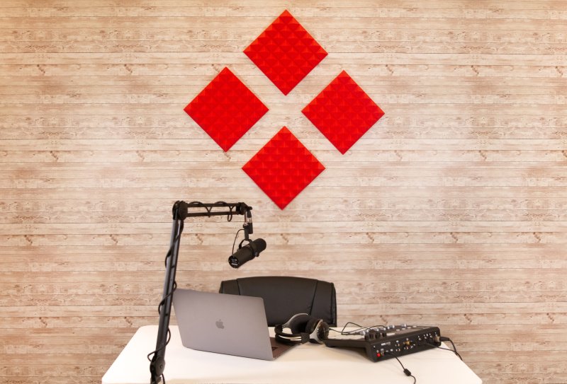 Gator GFW-ACPNL1212PRED-2PK 2 Pack of Red 12" x 12" Acoustic Pyramid Panel