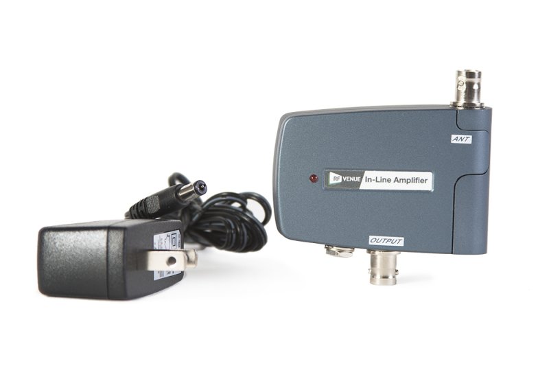 RF Venue Ilamp Act In-line Antenna Amplifier, with DC Power Supply and Wall Mounting Bracket