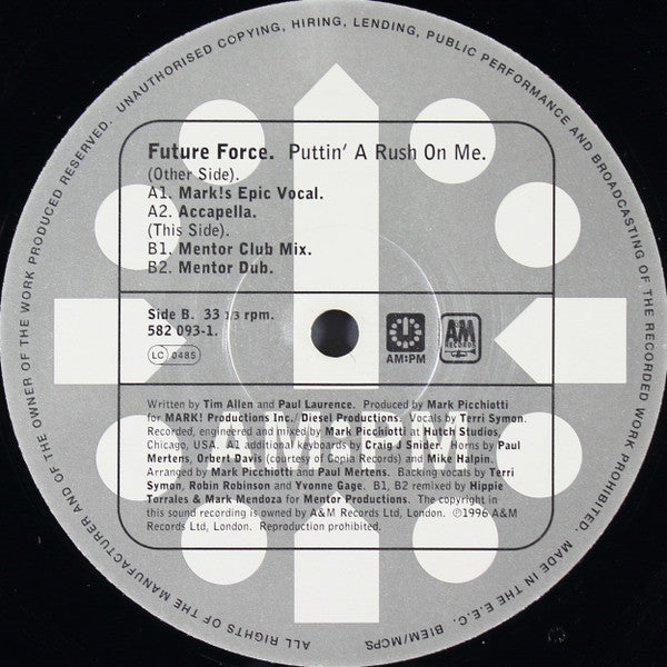 Puttin' A Rush On Me (Mark Picchiotti / A&G Division / Hippie Torrales & Mark Mendoza Mixes) Future Force