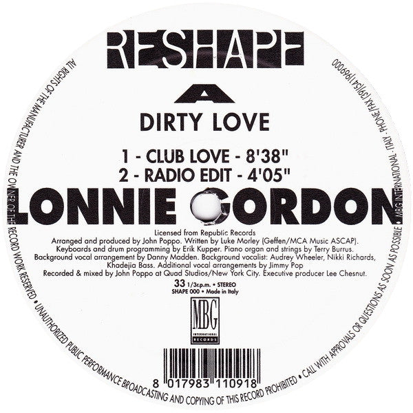 Dirty Love Lonnie Gordon