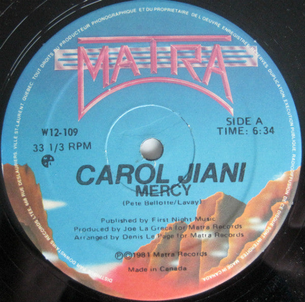 Carol Jiani - Mercy / The Woman In Me