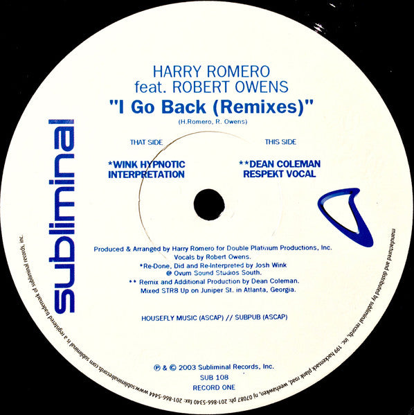 I Go Back : The Remixes Harry "Choo Choo" Romero,Robert Owens