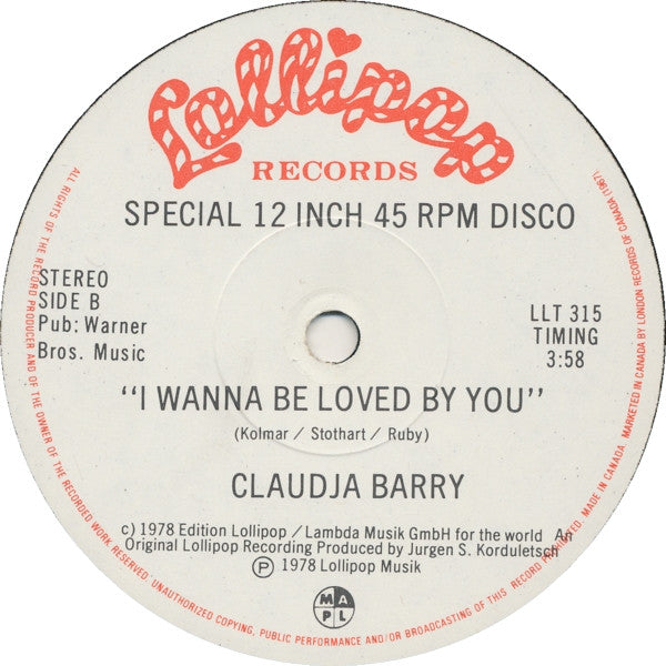 (Boogie Woogie) Dancin' Shoes / I Wanna Be Loved By You Claudja Barry