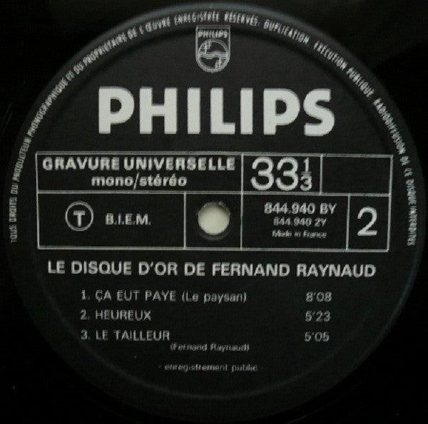 Le Disque D'Or Fernand Raynaud
