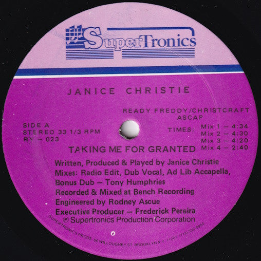 Taking Me For Granted Janice Christie