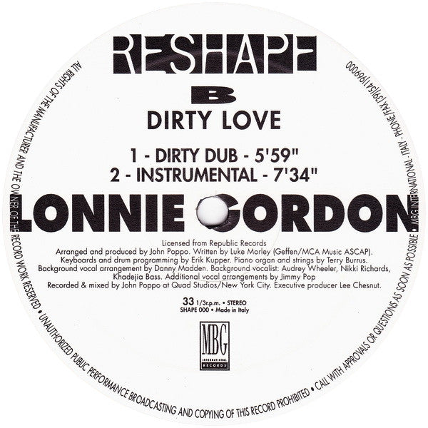 Dirty Love Lonnie Gordon