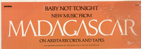 Baby Not Tonight pillow by Rectangle Triangle featuring a black and white "Baby Not Tonight" design on soft fabric.