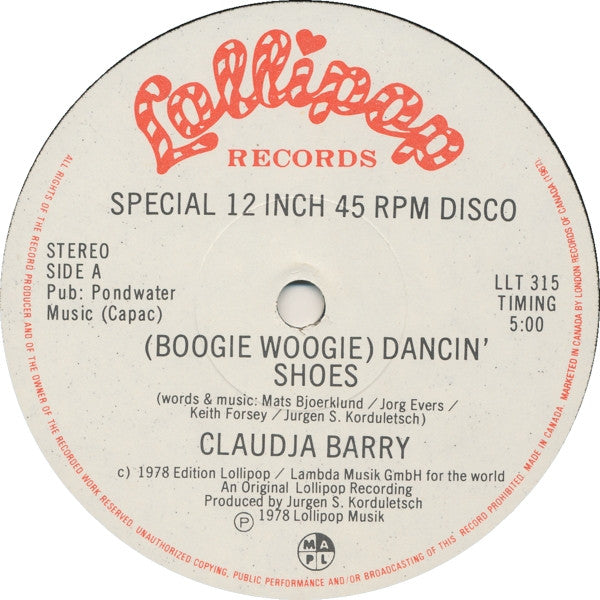 (Boogie Woogie) Dancin' Shoes / I Wanna Be Loved By You Claudja Barry