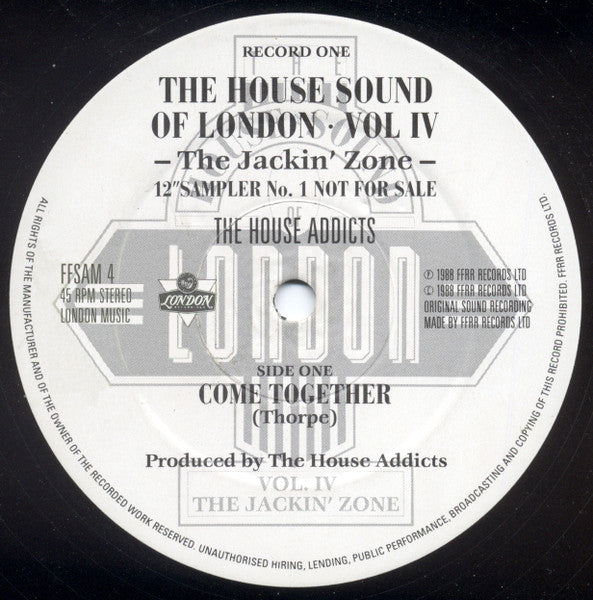 The House Sound Of London • Vol IV - The Jackin' Zone - 12" Sampler No. 1 Various