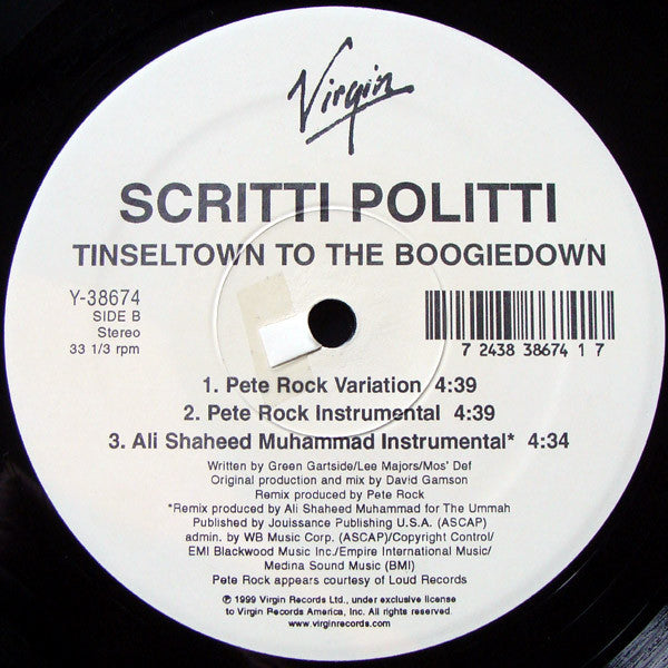 Tinseltown To The Boogiedown Scritti Politti