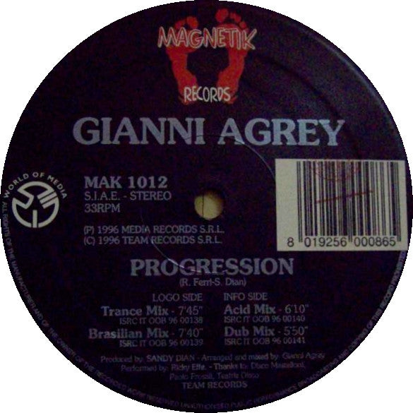 Progression Gianni Agrey