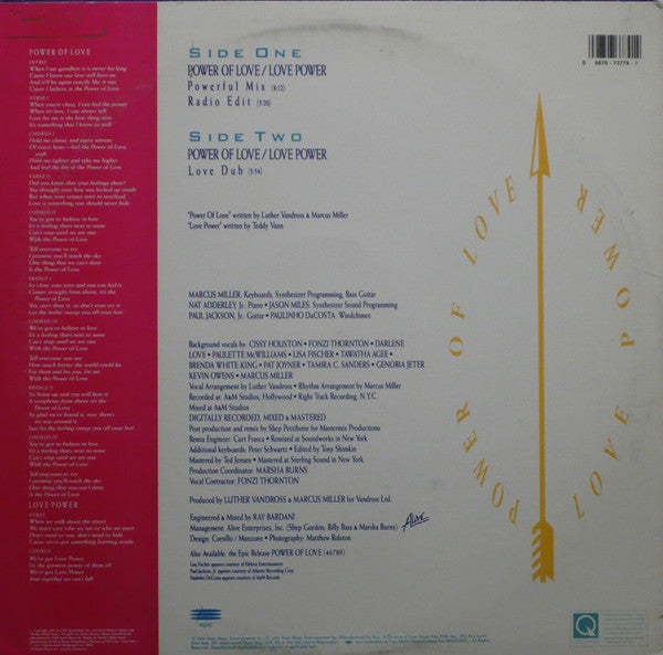 Power Of Love / Love Power (12" Power Mixes) Luther Vandross