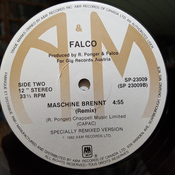 Auf Der Flucht (On The Run) / Maschine Brennt (Machine's Burning) Falco