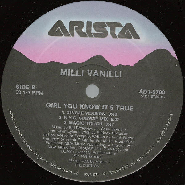 Girl You Know It's True Milli Vanilli