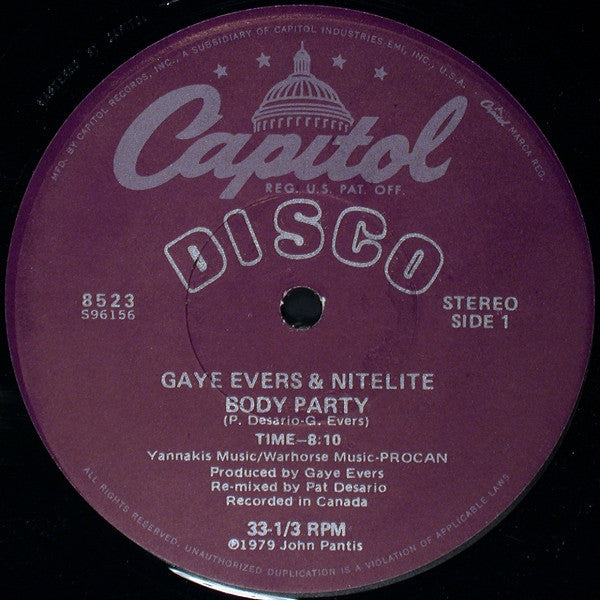 Body Party Gaye Evers,Nitelite