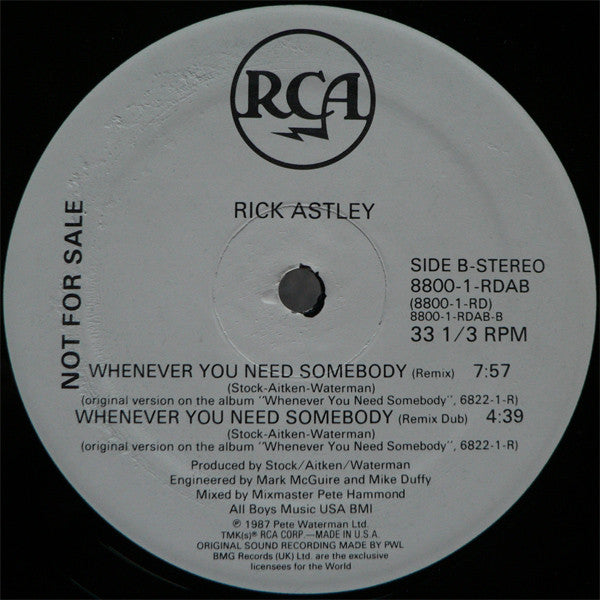 Whenever You Need Somebody Rick Astley