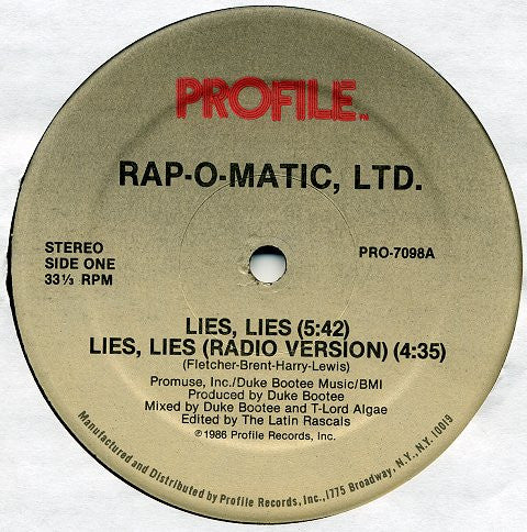 Lies, Lies Rap-O-Matic, Ltd.