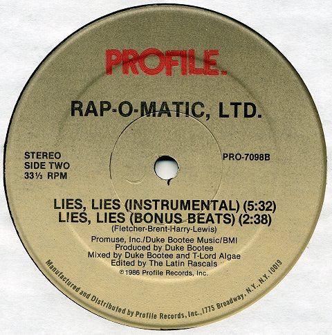 Lies, Lies Rap-O-Matic, Ltd.