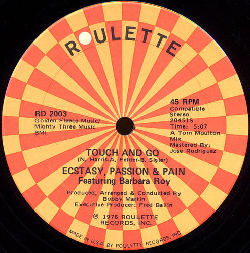 Touch And Go / Full Time Thing (Between Dusk And Dawn) Ecstasy, Passion & Pain,Barbara Roy,Whirlwind