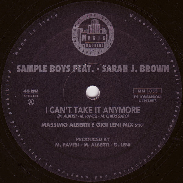 I Can't Take It Anymore The Sample Boys,Sarah J. Brown