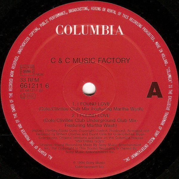I Found Love / Take A Toke C + C Music Factory