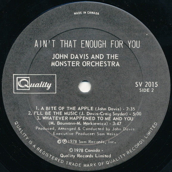 Ain't That Enough For You John Davis & The Monster Orchestra