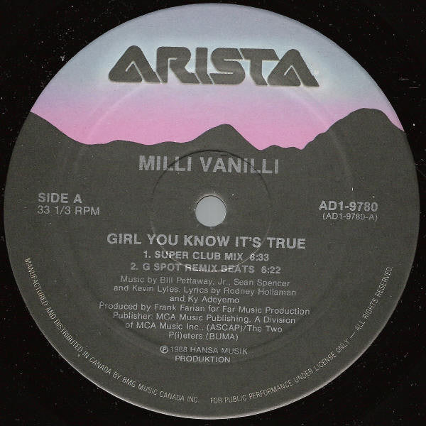 Girl You Know It's True Milli Vanilli