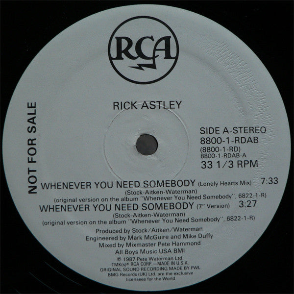 Whenever You Need Somebody Rick Astley