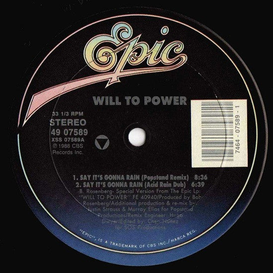 Say It's Gonna Rain (New Remixes) Will To Power