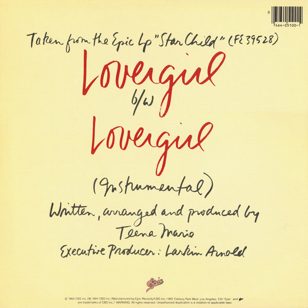 Lovergirl (Special 12" Dance Mix) Teena Marie