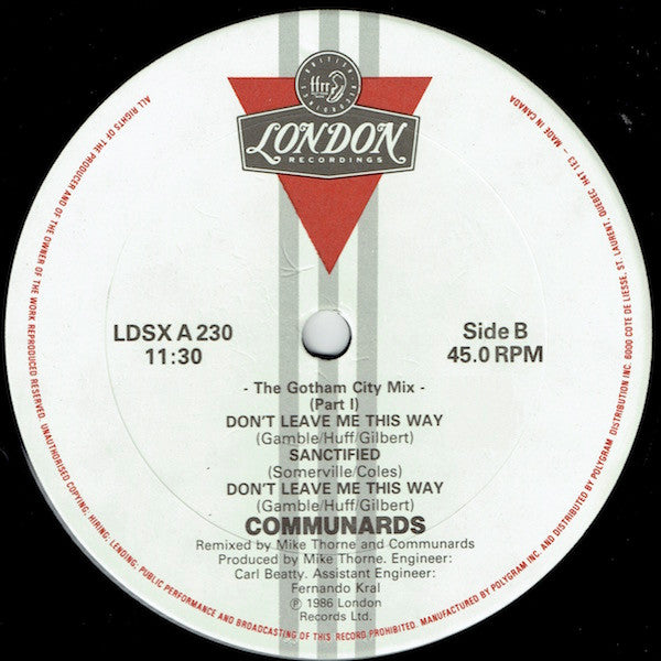 Don't Leave Me This Way (The Gotham City Mix) (Part 2) The Communards,Sarah Jane Morris