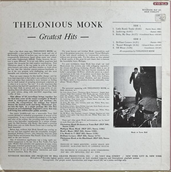Greatest Hits 6 Thelonious Monk
