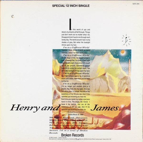 I'm In A Different World Dave Stewart & Barbara Gaskin