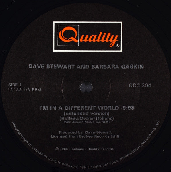 I'm In A Different World Dave Stewart & Barbara Gaskin