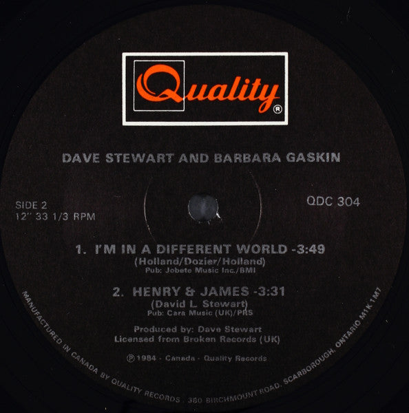 I'm In A Different World Dave Stewart & Barbara Gaskin