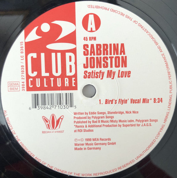Satisfy My Love (Superbird Mixes) Sabrina Johnston