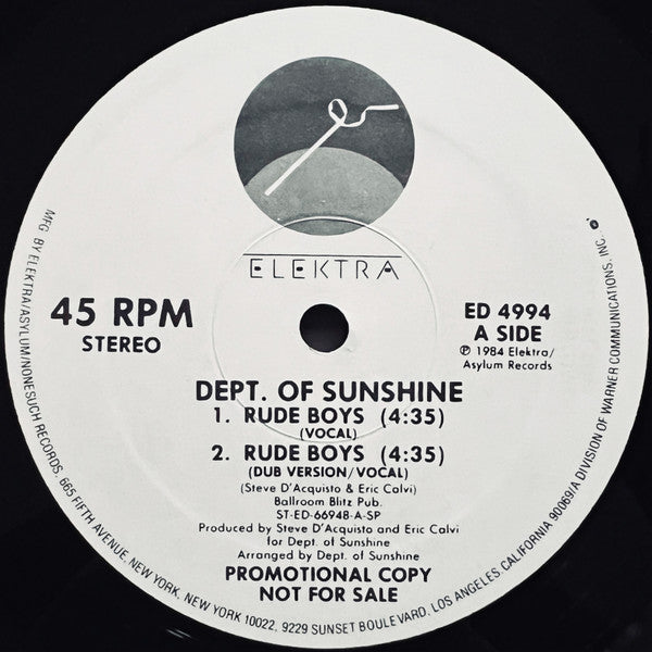 Rude Boys / Space Tropics (Rapp-sody) Dept. Of Sunshine