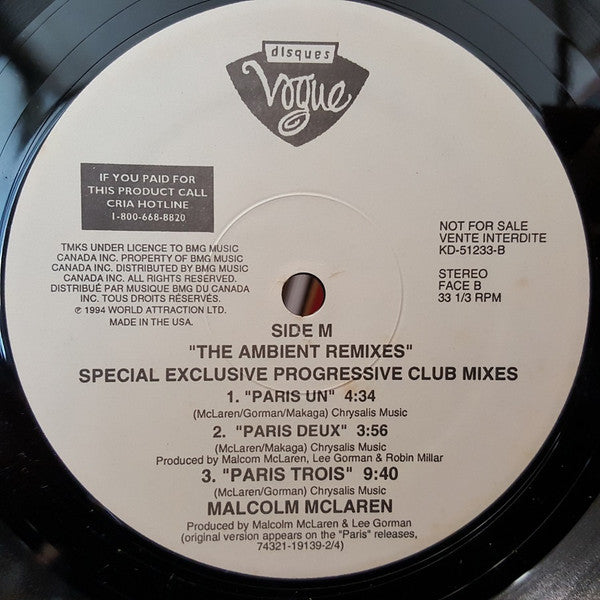 Take Me Up / The Ambient Remixes Of "Paris" Amadin,Swing,Malcolm McLaren