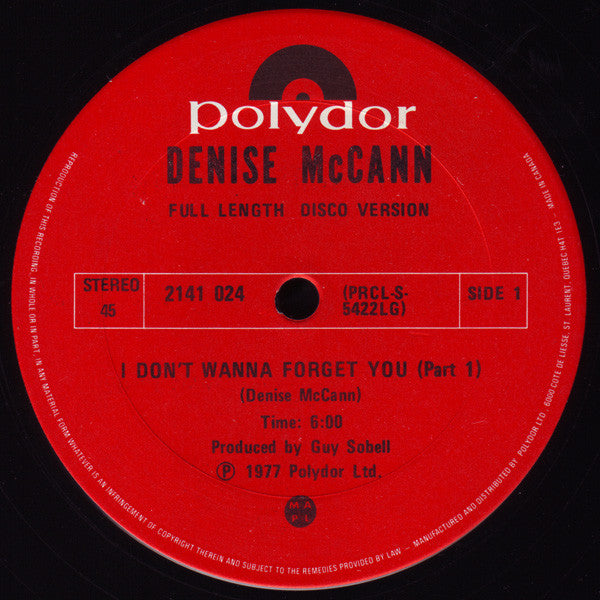 I Don't Wanna Forget You Denise McCann
