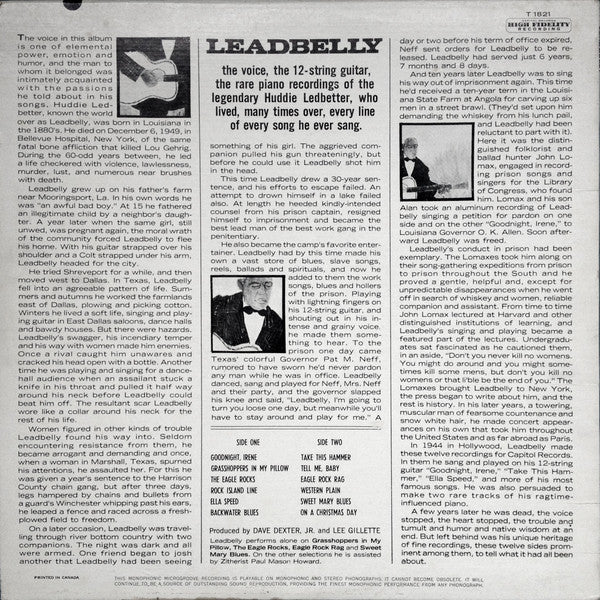 Huddie Ledbetter's Best... His Guitar - His Voice - His Piano Leadbelly